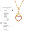 Thumbnail Image 1 of Child's Disney Twinkle Princess Pink Sapphire Beaded Heart with Tiara Pendant in 14K Gold - 13"