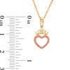 Thumbnail Image 2 of Child's Disney Twinkle Princess Pink Sapphire Beaded Heart with Tiara Pendant in 14K Gold - 13"