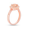 Thumbnail Image 2 of Cushion-Cut Morganite and 1/6 CT. T.W. Diamond Art Deco Frame Tri-Sides Ring in 10K Rose Gold