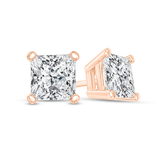 1/2 CT. T.W. Certified Princess-Cut Diamond Solitaire Stud Earrings in ...