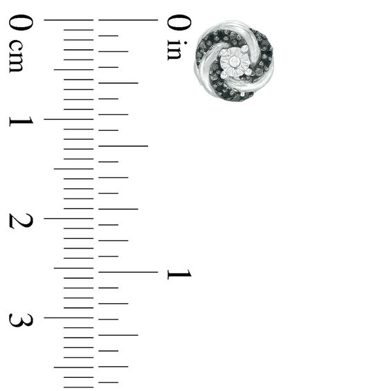 1/6 CT. T.w. Enhanced Black and White Diamond Reversible Swirl Stud Earrings in Sterling Silver