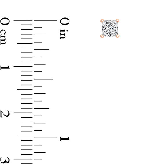 1/2 CT. T.w. Certified Princess-Cut Diamond Solitaire Stud Earrings in 14K Rose Gold (I/Si2)