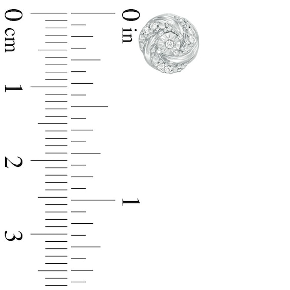 1/6 CT. T.w. Enhanced Black and White Diamond Reversible Swirl Stud Earrings in Sterling Silver