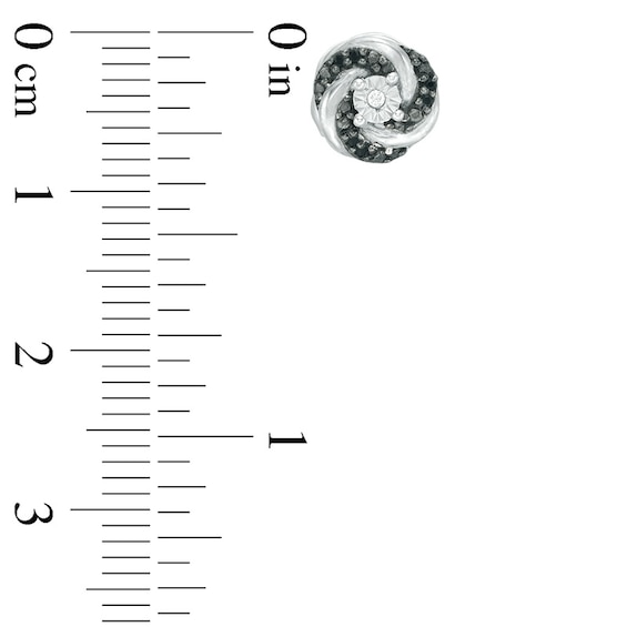1/6 CT. T.w. Enhanced Black and White Diamond Reversible Swirl Stud Earrings in Sterling Silver