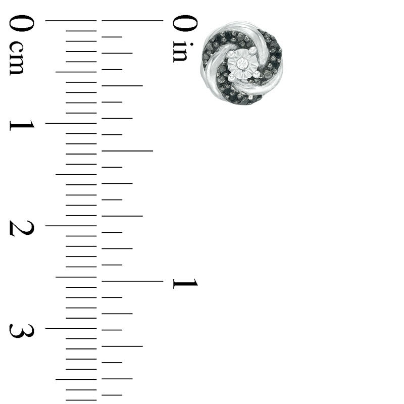 Main Image 3 of 1/6 CT. T.W. Enhanced Black and White Diamond Reversible Swirl Stud Earrings in Sterling Silver