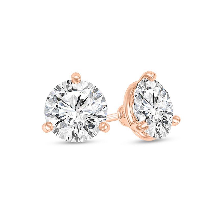 Main Image 1 of 1/4 CT. T.W. Certified Diamond Solitaire Stud Earrings in 14K Rose Gold (I/SI2)