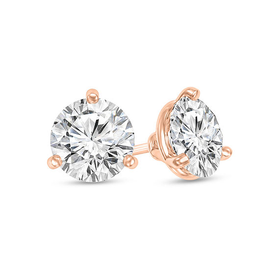 1/3 CT. T.w. Certified Diamond Solitaire Stud Earrings in 14K Rose Gold (I/Si2)