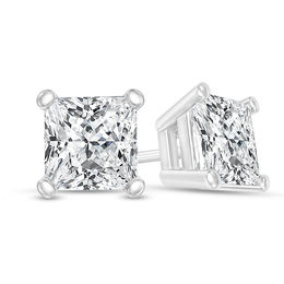 1-3/8 CT. T.W. Certified Princess-Cut Diamond Solitaire Stud Earrings in 14K White Gold (I/SI2)
