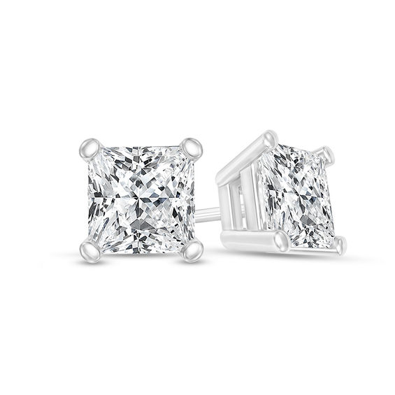 1/4 CT. T.w. Certified Princess-Cut Diamond Solitaire Stud Earrings in 14K White Gold (I/Si2)