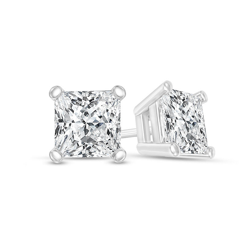 1/4 CT. T.W. Certified Princess-Cut Diamond Solitaire Stud Earrings in 14K White Gold (I/SI2)