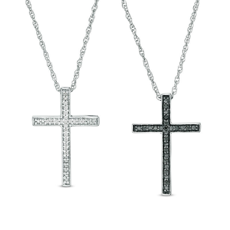 White Diamond Reversible Cross Pendant 