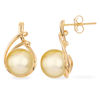 Thumbnail Image 1 of 9.0-10.0mm Golden Cream South Sea Cultured Pearl Double Loop Teardrop Earrings in 14K Gold