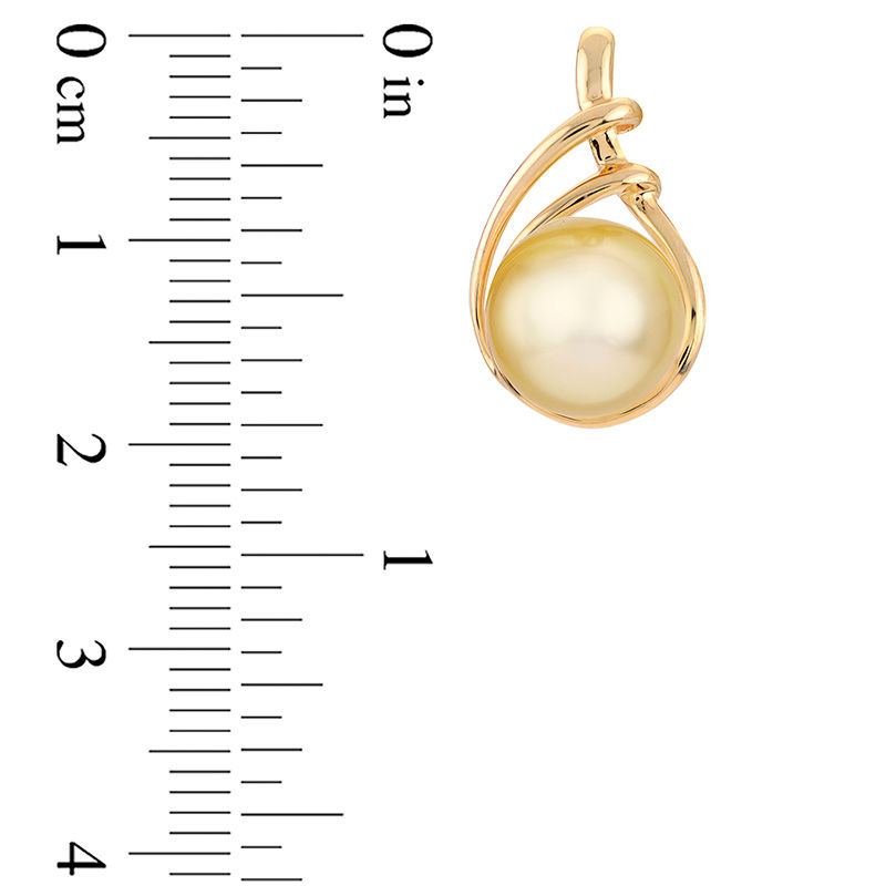 Main Image 2 of 9.0-10.0mm Golden Cream South Sea Cultured Pearl Double Loop Teardrop Earrings in 14K Gold