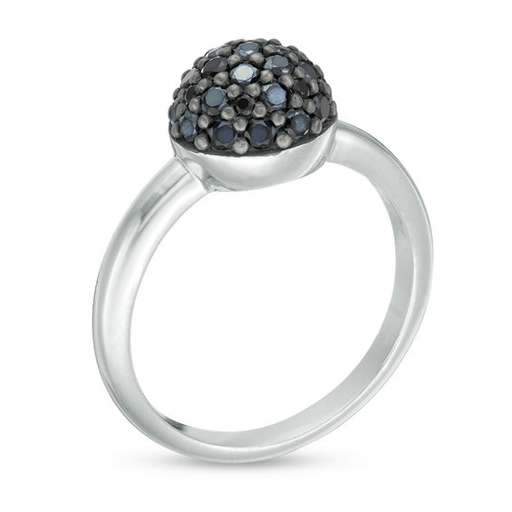 Made in Italy Black Spinel 6.0mm Ball Ring in Sterling Silver