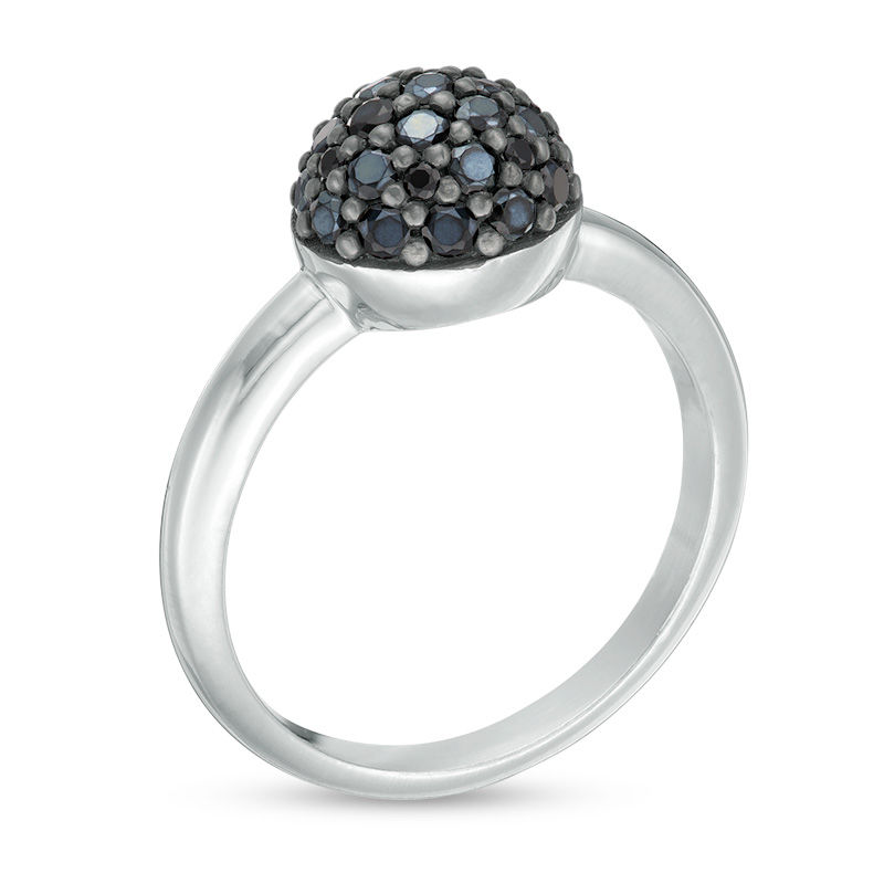 Main Image 3 of Made in Italy Black Spinel 6.0mm Ball Ring in Sterling Silver