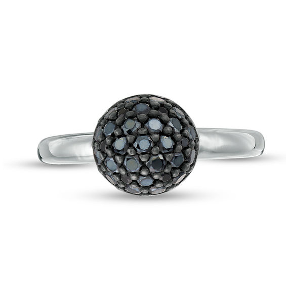 Made in Italy Black Spinel 6.0mm Ball Ring in Sterling Silver