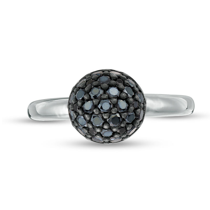 Main Image 4 of Made in Italy Black Spinel 6.0mm Ball Ring in Sterling Silver