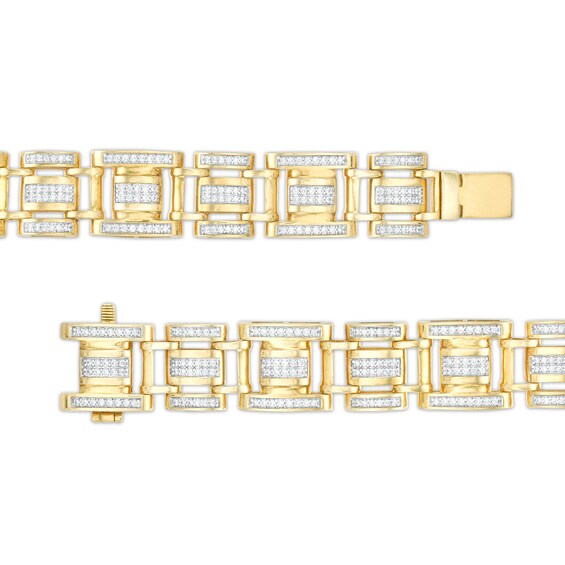 2 CT. T.w. Diamond Triple Row Link Bracelet in Hollow 10K Gold - 8.5"