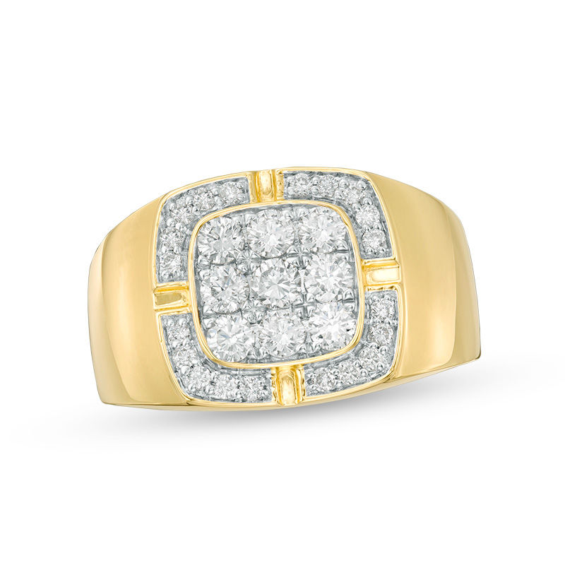 Main Image 1 of Men's 1 CT. T.W. Composite Diamond Cushion Frame Ring in 10K Gold