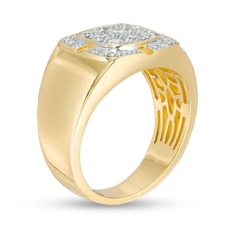 Main Image 3 of Men's 1 CT. T.W. Composite Diamond Cushion Frame Ring in 10K Gold