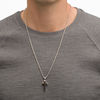 Thumbnail Image 2 of Men's Black Spinel Cross Pendant in Sterling Silver and Black Rhodium - 24"