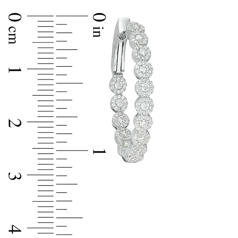 Main Image 2 of 1-1/2 CT. T.W. Diamond Frame Inside-Out Hoop Earrings in 10K White Gold