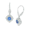 Thumbnail Image 1 of 5.0mm Tanzanite and White Topaz Flower Frame Drop Earrings in Sterling Silver