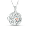 Thumbnail Image 0 of Diamond Accent Blooming Flower Vintage-Style Locket in Sterling Silver and 18K Rose Gold Plate