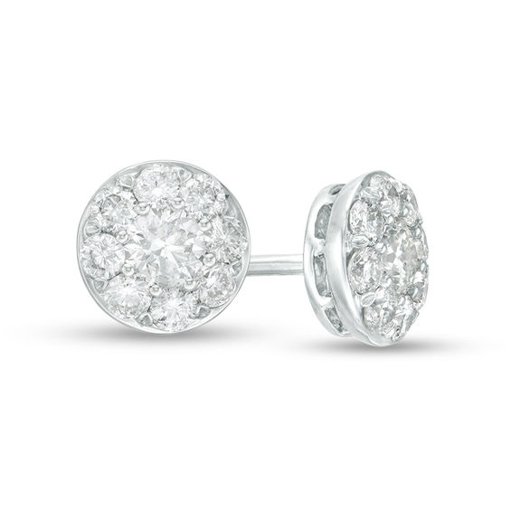 1/2 CT. T.w. Diamond Frame Stud Earrings in 14K White Gold