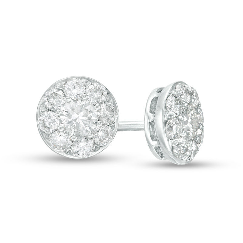 Main Image 1 of 1/2 CT. T.W. Diamond Frame Stud Earrings in 14K White Gold