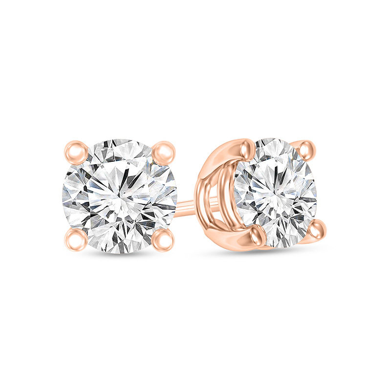 1/3 CT. T.W.  Certified Solitaire Stud Earrings in 14K Rose Gold (I/SI2)