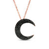 Thumbnail Image 1 of 3/8 CT. T.W. Black Diamond Crescent Moon Pendant in 10K Rose Gold and Black Ruthenium - 19"