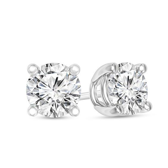 1/2 CT. T.w. Certified Diamond Solitaire Four-Prong Stud Earrings in 14K White Gold (I/Vs2)