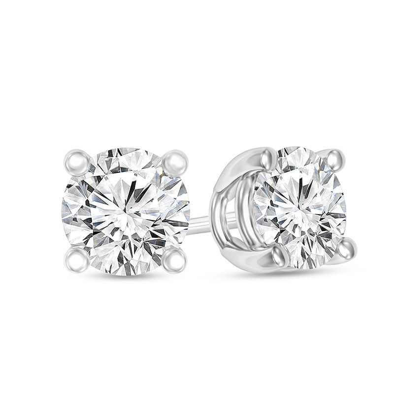 1/2 CT. T.W. Certified Diamond Solitaire Four-Prong Stud Earrings in 14K White Gold (I/VS2)