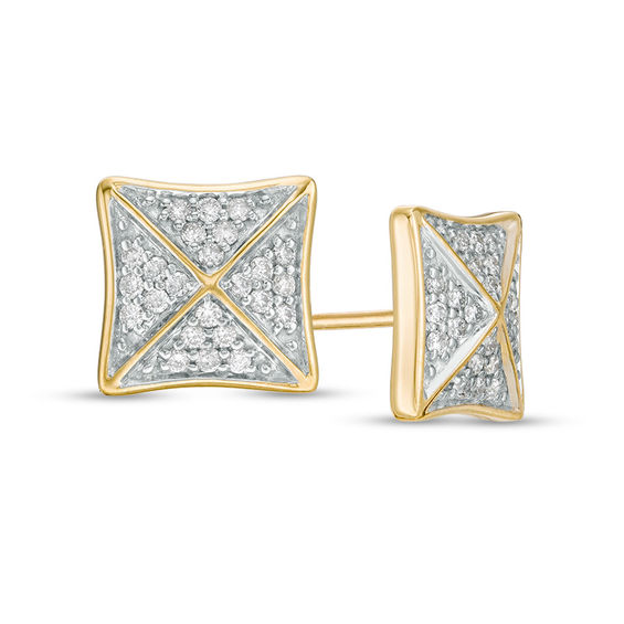 1/4 CT. T.w. Diamond Pyramid Stud Earrings in 10K Gold