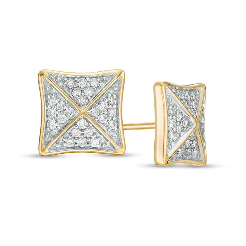 Main Image 1 of 1/4 CT. T.W. Diamond Pyramid Stud Earrings in 10K Gold