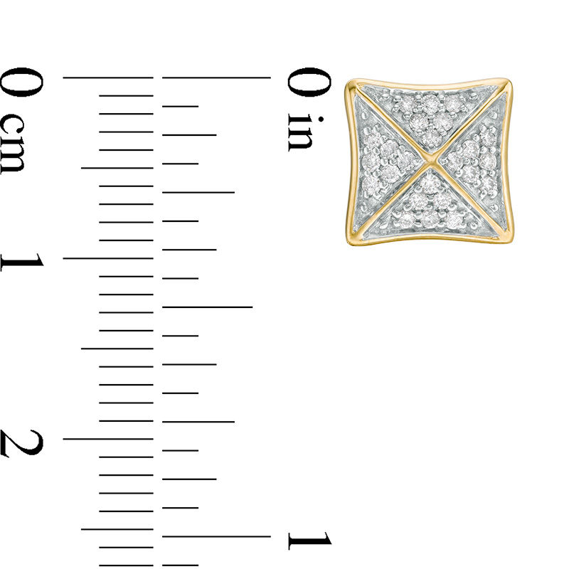 Main Image 2 of 1/4 CT. T.W. Diamond Pyramid Stud Earrings in 10K Gold