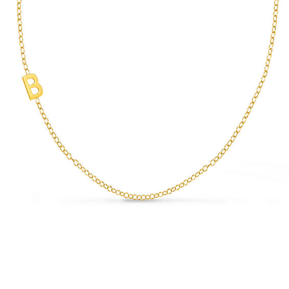 Offset Uppercase Initial Necklace in Sterling Silver with 14K Gold