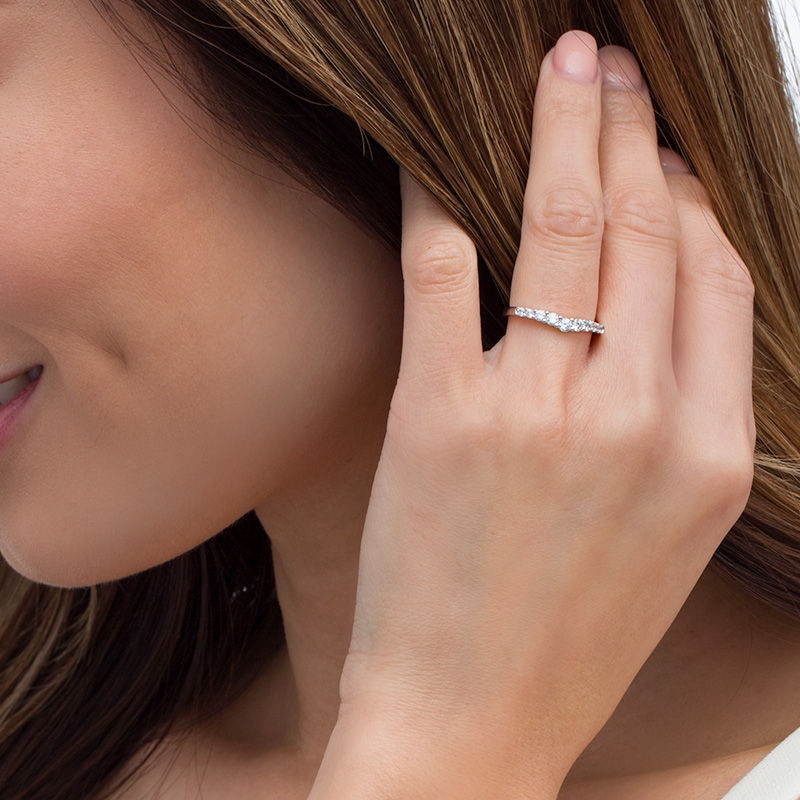 Main Image 2 of 3/8 CT. T.W. Diamond Contour Anniversary Band in 14K White Gold