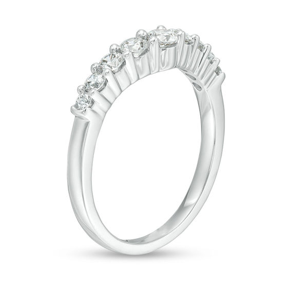 1/2 CT. T.w. Diamond Nine Stone Contour Wedding Band in 14K White Gold