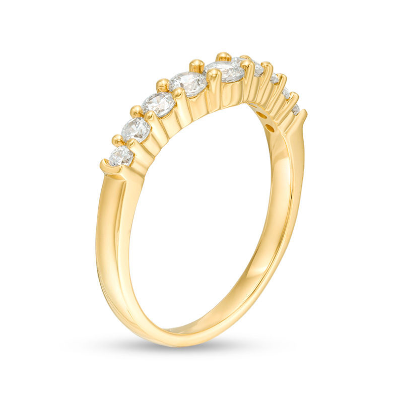 Main Image 3 of 1/2 CT. T.W. Diamond Contour Wedding Band in 14K Gold