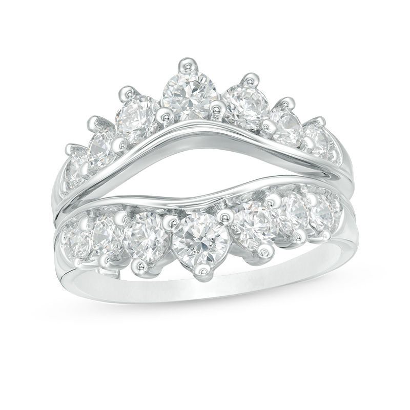 Main Image 1 of 1-1/2 CT. T.W. Diamond Contour Ring Solitaire Enhancer in 14K White Gold