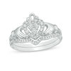 Thumbnail Image 1 of 1/5 CT. T.W. Composite Diamond Claddagh Bridal Set in Sterling Silver