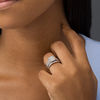 Thumbnail Image 2 of 3/8 CT. T.W. Multi-Diamond Cushion Frame Bridal Set in Sterling Silver