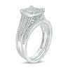 Thumbnail Image 2 of 3/8 CT. T.W. Multi-Diamond Cushion Frame Bridal Set in Sterling Silver