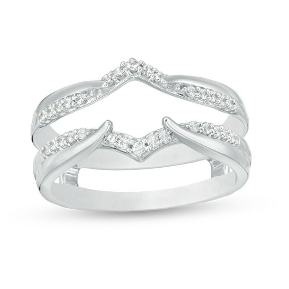 1/5 CT. T.w. Diamond Chevron Solitaire Enhancer in 14K White Gold