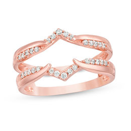 1/5 CT. T.W. Diamond Chevron Ring Solitaire Enhancer in 14K Rose Gold