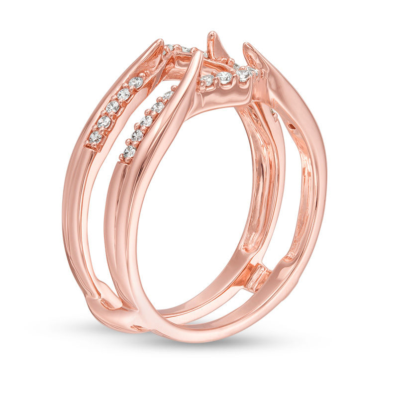 Main Image 2 of 1/5 CT. T.W. Diamond Chevron Ring Solitaire Enhancer in 14K Rose Gold