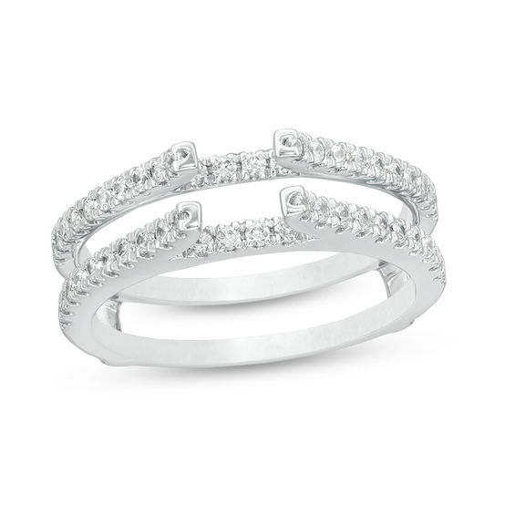 1/2 CT. T.w. Diamond Lined Ring Solitaire Enhancer in 14K White Gold