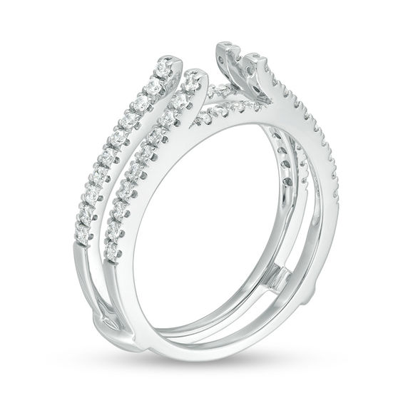 1/2 CT. T.w. Diamond Lined Ring Solitaire Enhancer in 14K White Gold